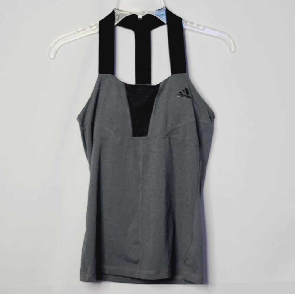 Adidas workout T back strap built in bra tank top